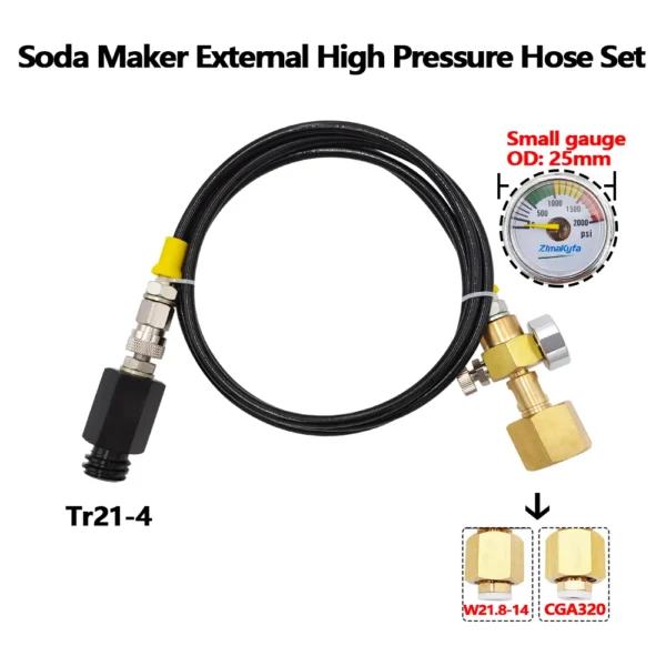 Soda Water Stream Homebrew External High Pressure Hose to CO2 Carbon Dioxide Tank,For Sodastrem Machine to W21.8-14 CGA320 Tank