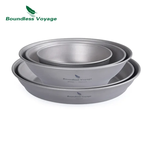 H2247a3e2e353401583c7711d996300efj.webp Boundless Voyage Outdoor Camping Titanium Single-Walled Bowls Pan Dish Plate Tableware Mess Kit