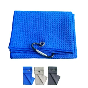 Golf Towel 30*50cm 11.8"*19.7" inch Folded Microfiber Waffle Carabiner Clip for Golf Sports clear golf club balls Running Yoga
