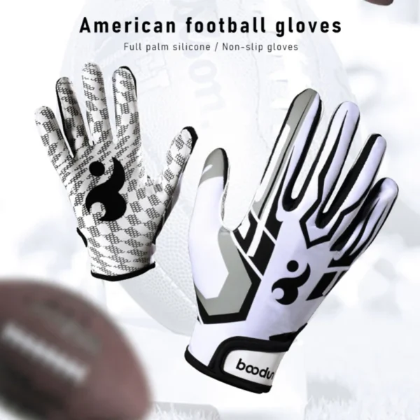 H3d64b0d087e94859b469e6c0f9397b0aR.webp Men Women Rugby Gloves Breathable Anti-slip Full Finger Silicone Baseball American Football Gloves Adjustable Wristband Gloves