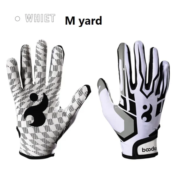 H4113ee1b8d1a45028698ce862f1b3b3db.webp Men Women Rugby Gloves Breathable Anti-slip Full Finger Silicone Baseball American Football Gloves Adjustable Wristband Gloves
