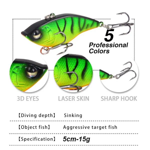 WESTBASS 1PX Silent VIB Lure 5cm-15g Lipless Wobbler Trolling Fishing Bait Shore Vibration Swimbait Sinking Jerkbait Isca Pesca