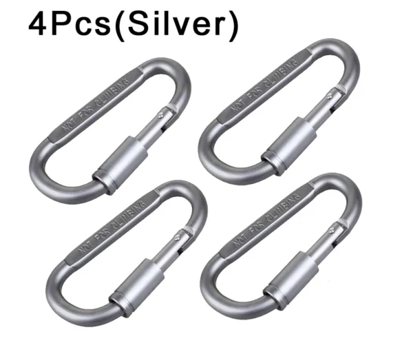 4Pcs Carabiner Travel Kit Camping Equipment Alloy Aluminum Survival Gear Camp Mountaineering Hook Outdoor Carabiner GYH