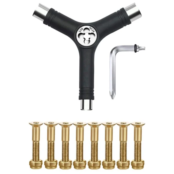 Skateboard Tools Kit Tighten Y Type Allen Key L Type Phillips Head Wrench Screwdriver All in One Skate Repair Mounting Hardware