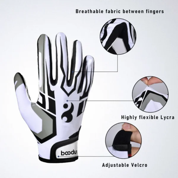 Hbf6b929fa5a54c9fae0b0189b3a69db2X.webp Men Women Rugby Gloves Breathable Anti-slip Full Finger Silicone Baseball American Football Gloves Adjustable Wristband Gloves