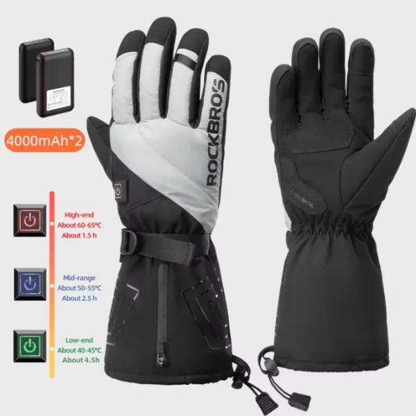 S022d1470391f4aa19efcd0676e2e31d6a.webp ROCKBROS Heated Skiing Gloves Men Women Winter Motocycle Screen Touch Waterproof Rechargeable 4000mAh Battery Heated Gloves