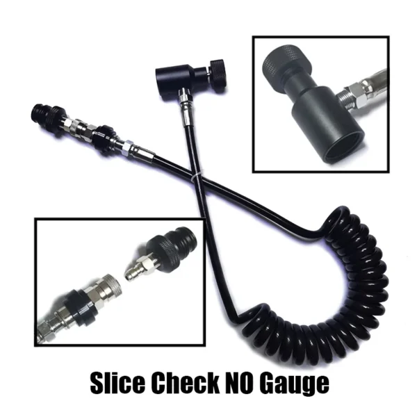 Paint Marker Ball Accessories Coil Remote Microbore Hose Thick Line 2.5M with Slide Check Quick Disconnect and 3000psi Gauge