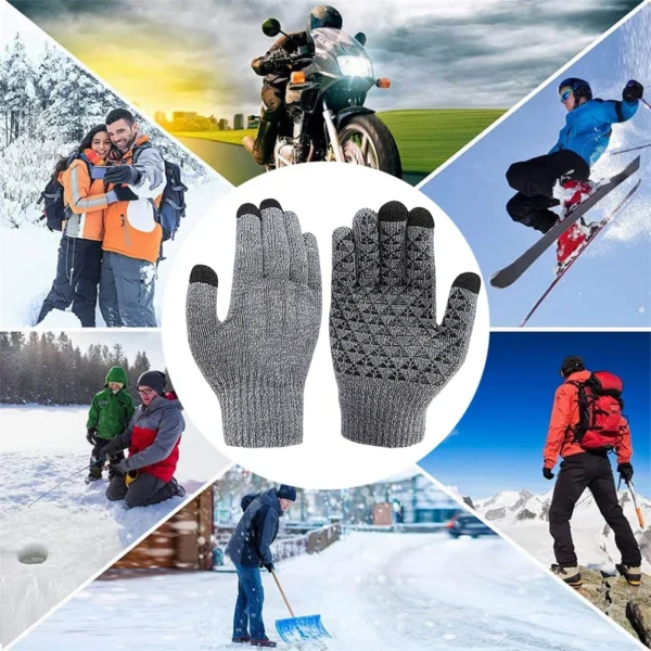 Electric Heated Gloves Winter Moto USB Heating Gloves Hand Warmer Full Finger Thermal Knitted Gloves For Snowmobile Cycling Ski