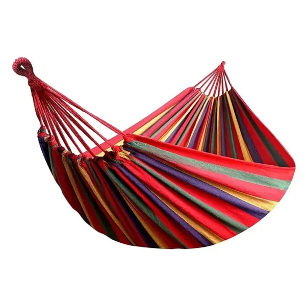 S0535796f3bb34ae581bfbc2950581badJ.webp WESTTUNE Outdoor Canvas Hammock Camping Swing Hammock with Tree Ropes Load-bearing Up to 200kg Perfect for Garden Patio Backyard
