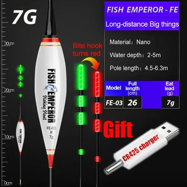 2024 New Fishing Float Set Led Smart Electronic Luminous Floats 3g 5g 7g 10g 13g 15g 20g Gravity Sensing Winter Summer Fishing