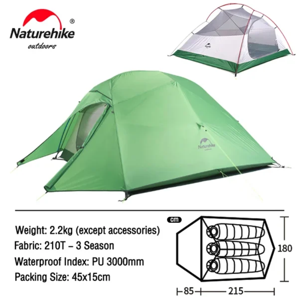 Naturehike Camping Tent Mongar 2 Persons Tent Cloud Up 1 2 3 Person Tent Star River Tent Ultralight Portable Outdoor Hiking Tent