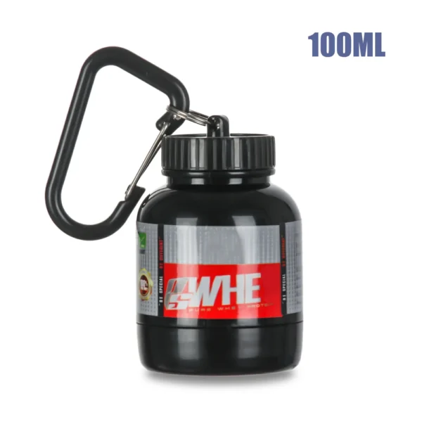 S09785432d42744609fcc4cd7040b6950n.webp ZK40 Portable Protein Powder Bottle With Keychain Health Funnel Medicine Box Small Water Cup Outdoor camping Container Mini