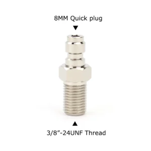 CO2 Fill Fitting 8MM Quick Disconnect Plug Fill Nipple Adapter With 3/8-24UNF Thread Replace CO2 Cartridge To External Co2 Tank