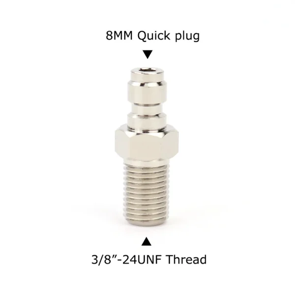 S0b6c3e36388b4e1db1457bb9d00f3128u.webp CO2 Fill Fitting 8MM Quick Disconnect Plug Fill Nipple Adapter With 3/8-24UNF Thread Replace CO2 Cartridge To External Co2 Tank
