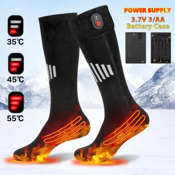 Winter Heated Socks With Battery Box Rechargeable Heating Socks Men Women Foot Warmer Thermal Socks for Outdoor Camping Skiing