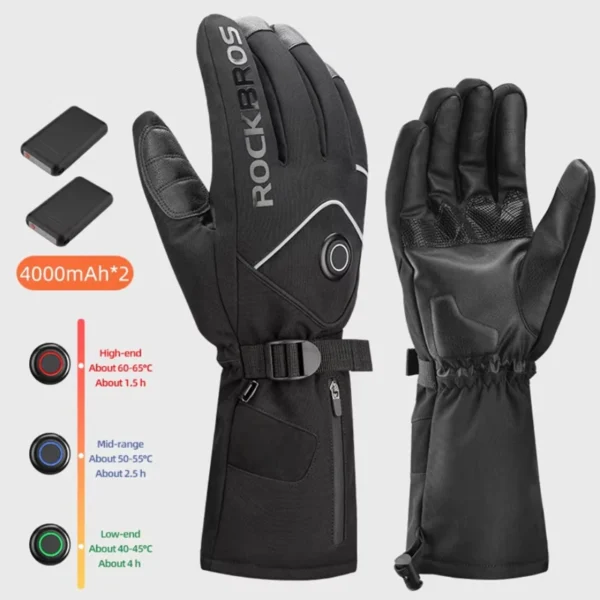 S1841c07bc9ea4e368b990715207b9a30T.webp ROCKBROS Heated Skiing Gloves Men Women Winter Motocycle Screen Touch Waterproof Rechargeable 4000mAh Battery Heated Gloves