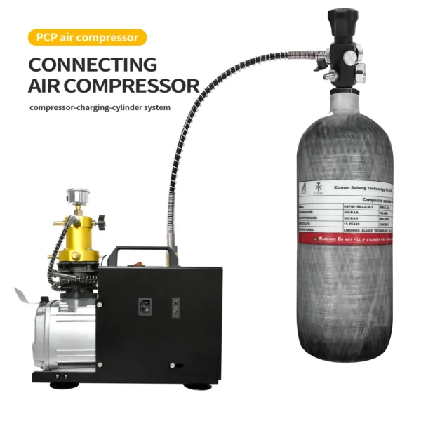 TUXING 2L Mini Diving Tank 4500Psi 300Bar Carbon Fiber Cylinder Scuba High Pressure Air Tanks for Firefighting M18*1.5