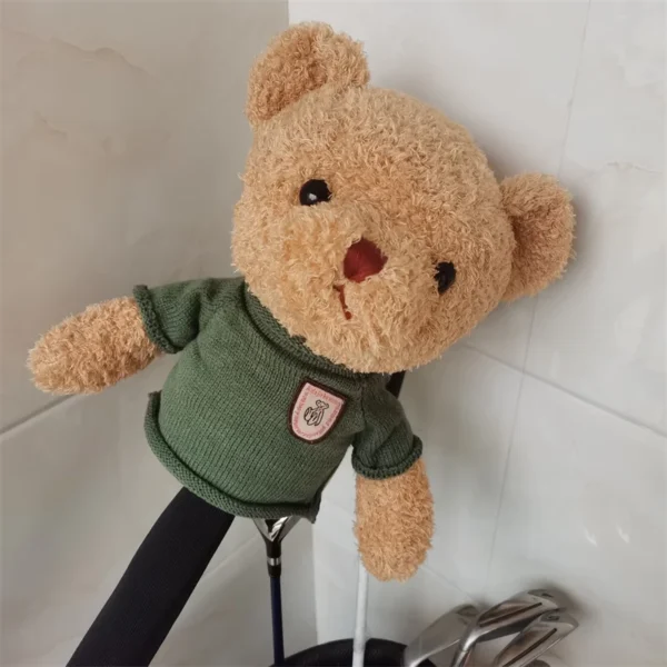 Green Sweater Bear golf driver headcover top plush fairway wood hybrid head cover large stock Drop shipping