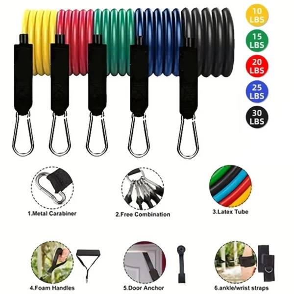 S1efd71688079459caad8f73267741e89n-1.webp Xiaomi 11pcs/Set Pull Rope, Resistance Bands, Portable Fitness Equipment, Ankle Strap, Chest Expander, Elastic Exercise Band