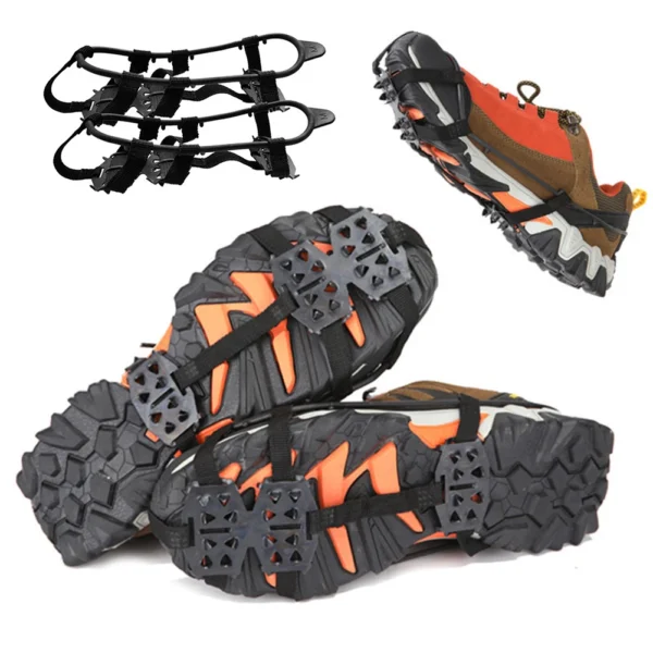 24 Teeth Mountaineering Cleats Anti-Slip Climbing Crampons Outdoor Winter Snow Claws Unisex Hiking Shoe Boot Grips Chain Spikes