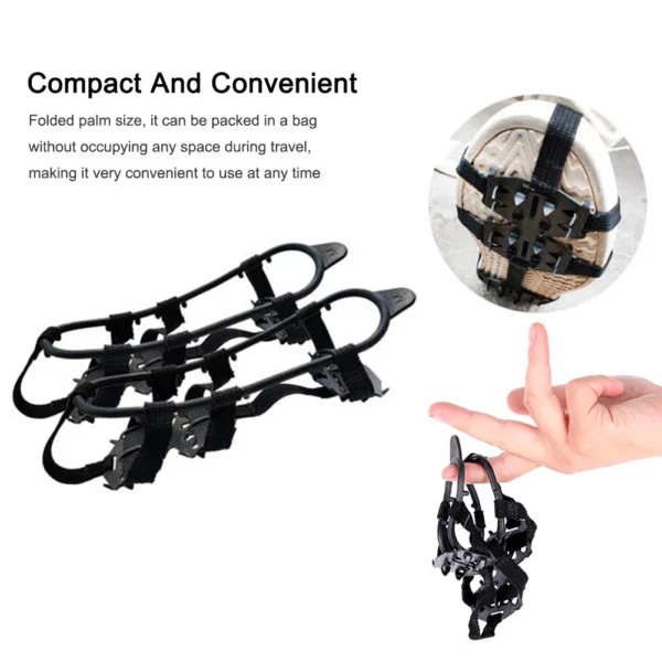 24 Teeth Mountaineering Cleats Anti-Slip Climbing Crampons Outdoor Winter Snow Claws Unisex Hiking Shoe Boot Grips Chain Spikes