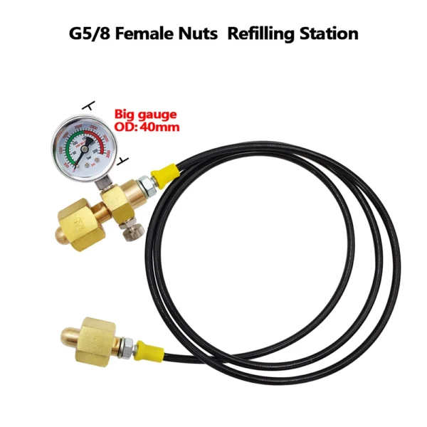 S232afb5b0c5b4d1a800a4da8e029ce7cH.webp Argon CO2 Refilling Station Charging Adapter To Small Welding Tanks,W/ 1.5 Meters Soft Hose 250bar Gauge G5/8,W21.8-14,CGA320