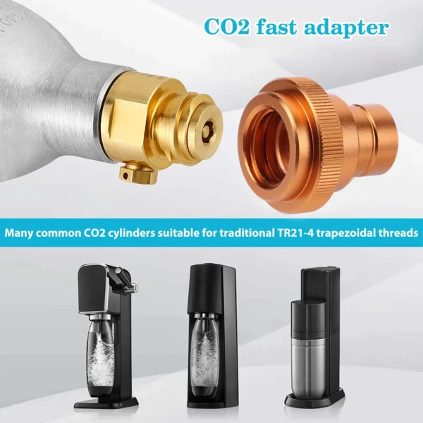 CO2 Adapter Convertor for Sodastream Blue 60L Tr21-4 Cylinder to Quick Connect Soda Machine CO2 Cylinder Water Bubbler DUO Terra