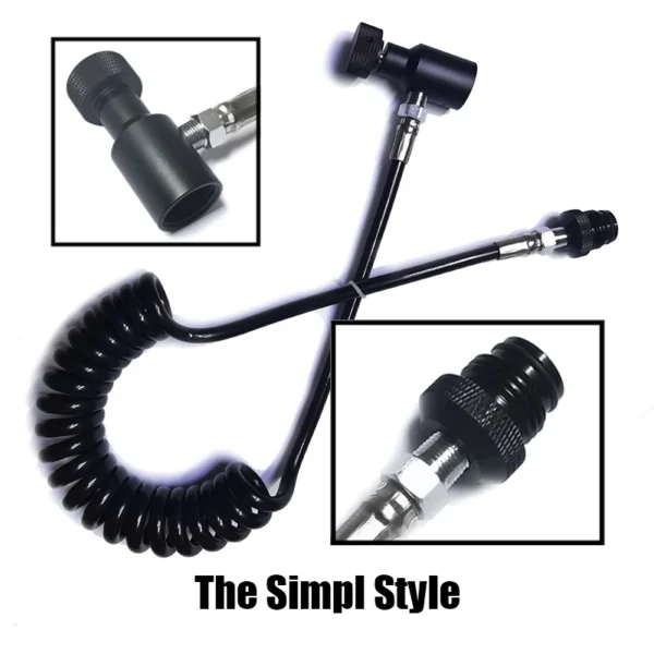 Paint Marker Ball Accessories Coil Remote Microbore Hose Thick Line 2.5M with Slide Check Quick Disconnect and 3000psi Gauge