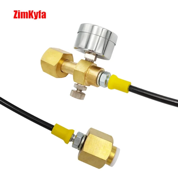 S33f7a3edf91c472ca0af7e86f4812d0b1.webp Argon CO2 Refilling Station Charging Adapter To Small Welding Tanks,W/ 1.5 Meters Soft Hose 250bar Gauge G5/8,W21.8-14,CGA320