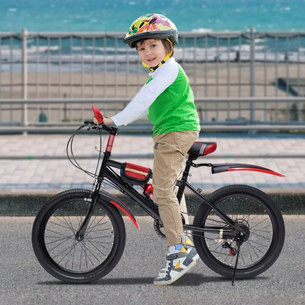 20" Mountain Bike 7 Speeds Kids Bicycle Dual-Disc Brakes Unisex Children's Bicycle Height Adjustable MTB Boys Girls Riding Bike