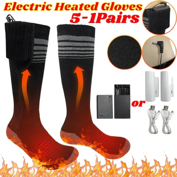 Unisex Heated Socks With USB Thermal Insulated Socks Winter Electric Heating Socks Outdoor Spots Heated Boot Camping Skiing Sock