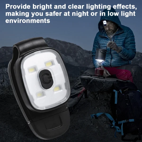 2/3PCS LED Clip Flashlight USB Charging LED Running Lights Multifunction Lightweight Warning Lights for Night Walking Fishing