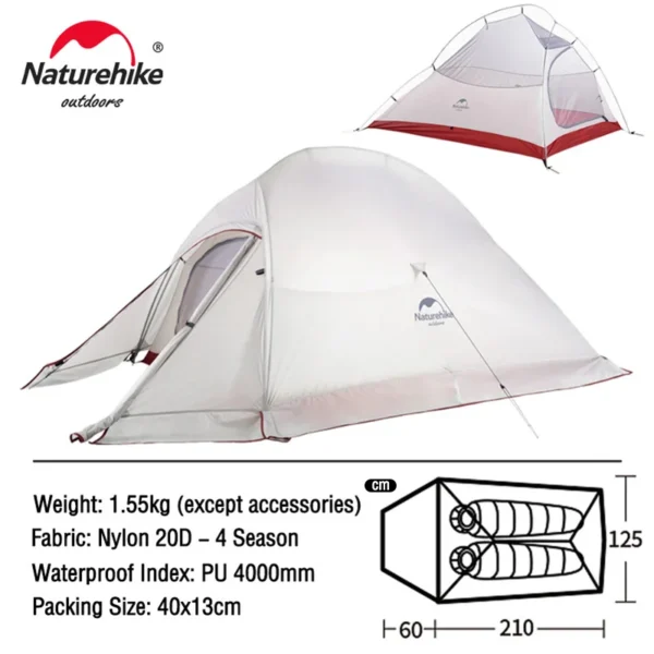 Naturehike Camping Tent Mongar 2 Persons Tent Cloud Up 1 2 3 Person Tent Star River Tent Ultralight Portable Outdoor Hiking Tent