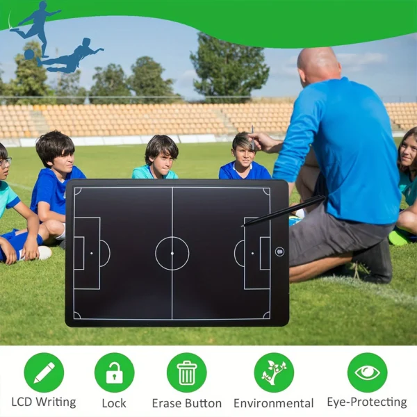 16 Inch LCD Electronic Football Coach Board with Pen Soccer Coaching Board for Football Coach Marker Training Writing Tablet