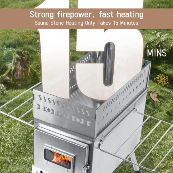 Sauna Stove Wood-Burning Sauna Stove For Picnic Camping Tent Folding Portable with Window