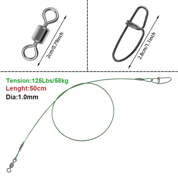 10pcs Dia 1mm Sea Fishing Steel Wire Leader Line 125LB Big Size Anti-bite Fishing-line Tuna Carp Fishing Lure Tackle Equipment