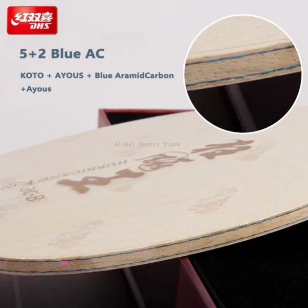 Original DHS Hurricane King ACB Table Tennis Blade 5+2 Blue AC Innerforce Professional Ping Pong Blade Carbon with Original Box