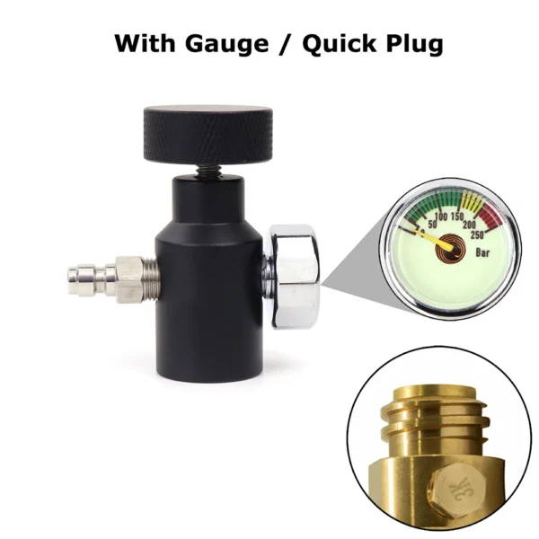 CO2 Refill Adapter Fill Station On/Off Adaptor For Tr21-4 Sodastream Cylinder Charging With 2000psi Gauge,8mm Quick Plug