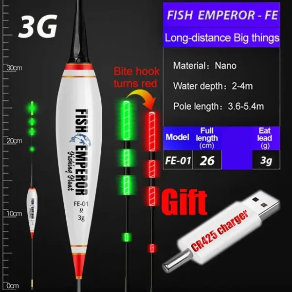 2024 New Fishing Float Set Led Smart Electronic Luminous Floats 3g 5g 7g 10g 13g 15g 20g Gravity Sensing Winter Summer Fishing