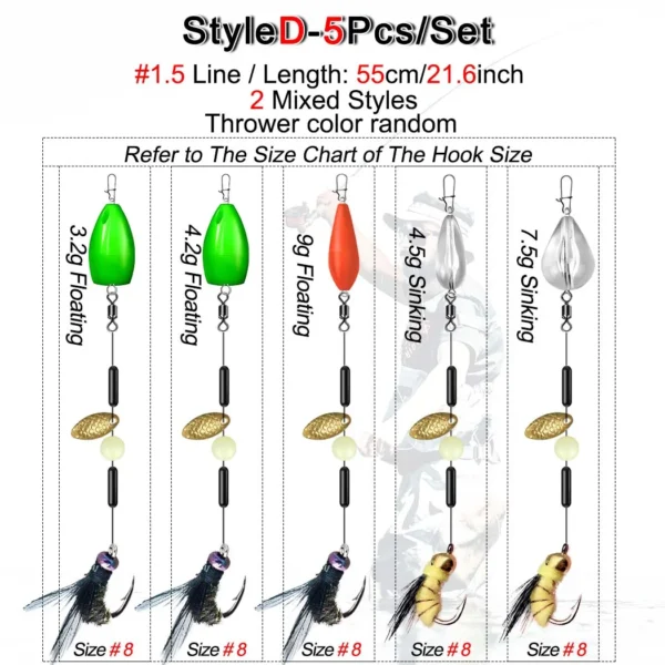 5Pcs/1Set Flies Spinners Spoon Bait Metal Fishing Jigs Lure Spinnerbait Bait Artificial Lure Crankbaits Fishing