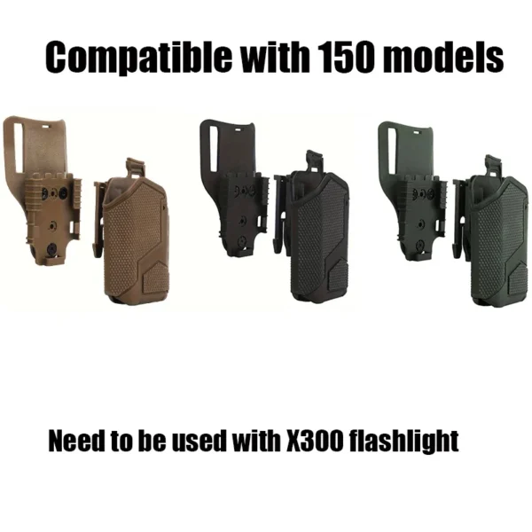 Tactical Quick Draw Holster, Hunting Holster, Glock17, Gen4, G19 with X300 Flashlight, Universal, Right Hand, Airsoft Carry