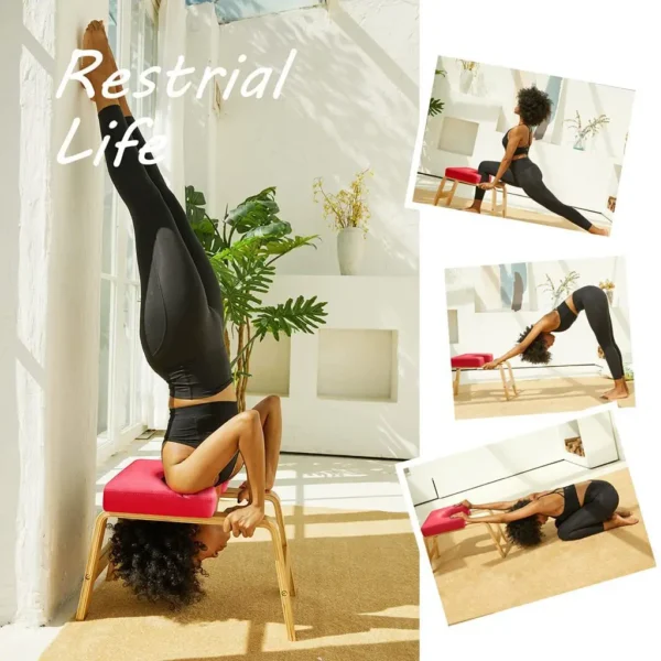 Yoga Headstand Bench, Solid Birch Wood Yoga Inversion Chair, Relieve Fatigue and Shape The Body