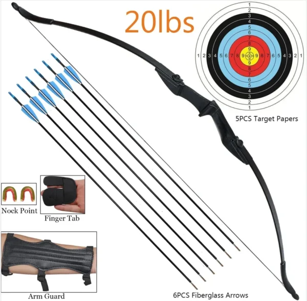 S5a0d362b776a4415928700d22e31ef81G.webp Archery Recurve Bow for Right/Left-Handed Outdoor Hunting Sports Shooting 57inch 30-40 Ibs Take-down Bow Archery Target