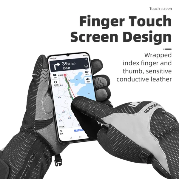 S5a40d8a52fd048bda8500910ddb788f4J.webp ROCKBROS Heated Skiing Gloves Men Women Winter Motocycle Screen Touch Waterproof Rechargeable 4000mAh Battery Heated Gloves