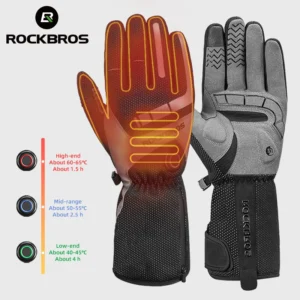 ROCKBROS Heated Skiing Gloves Men Women Winter Motocycle Screen Touch Waterproof Rechargeable 4000mAh Battery Heated Gloves