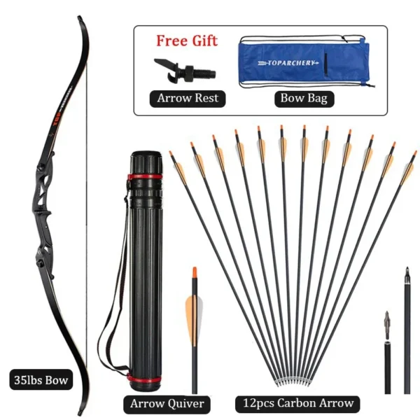 toparchery Archery Bow 56Inch 30-50lbs Outdoor Shooting Recurve Bow for Right-handed Powerful Take-down Hunting Bow with Bow Bag