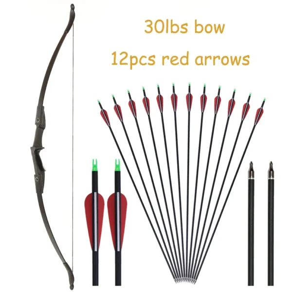 S5be7eba06c2c4feb91b19011c3623cde9.webp Archery Recurve Bow for Right/Left-Handed Outdoor Hunting Sports Shooting 57inch 30-40 Ibs Take-down Bow Archery Target