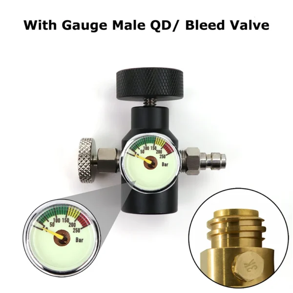 CO2 Refill Adapter Fill Station On/Off Adaptor For Tr21-4 Sodastream Cylinder Charging With 2000psi Gauge,8mm Quick Plug