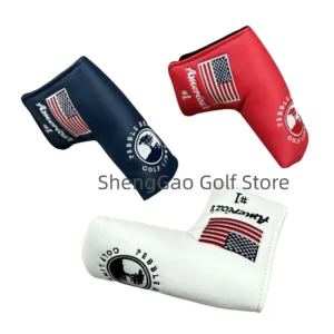 1pc Golf Putter Cover PU Leather Closure Pine Pattern Golf Club Cover Blade Putter Cover Protector