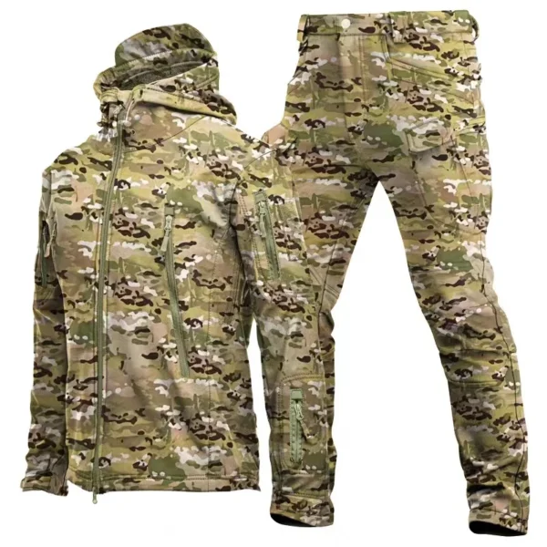 Men's Winter Waterproof Suit Hiking Tracksuit Set Softshell Jackets Camping Coat Tactical Pants Fishing Fleece Trousers